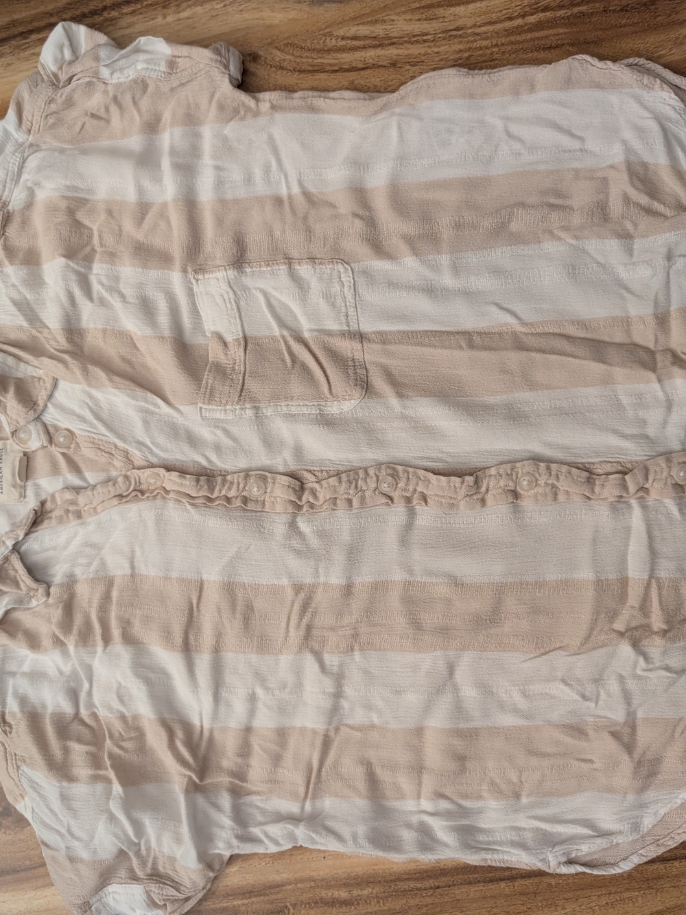 American Eagle Beige And White Women's Button Down Shirt